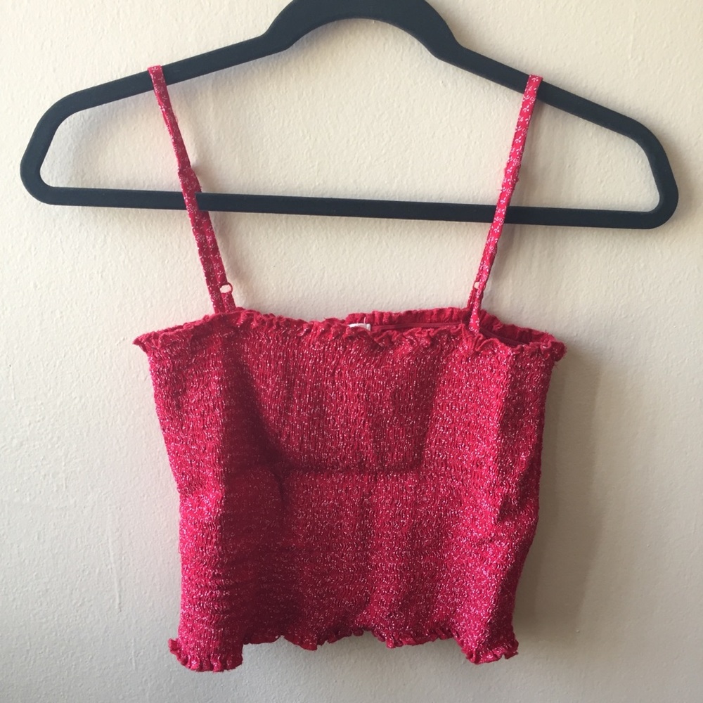 Brandy Melville Red Smocked Tank Top